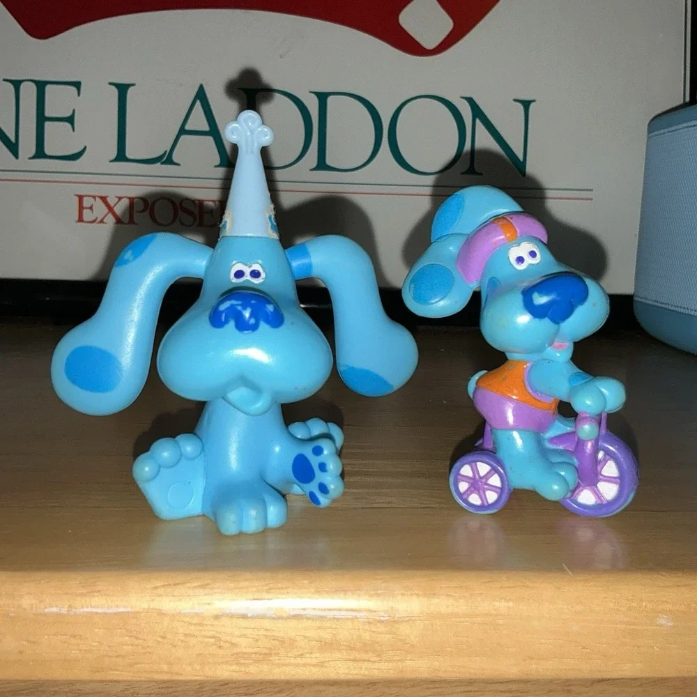 Vintage 1998 Blues Clues Birthday Hat Figure Cake Topper Bike Bicycle Lot Of 2